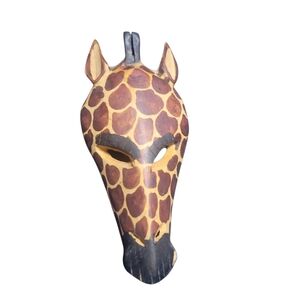 Giraffe Patterned Wooden Mask Decor